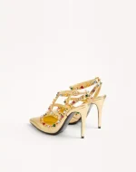Valentino Rockstud Décolleté In Laminated Nappa With Cabochon And Crystals 100Mm - Image 4